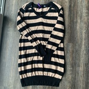 Seraphine Tan & Black Striped Maternity & Nursing Sweater Tunic